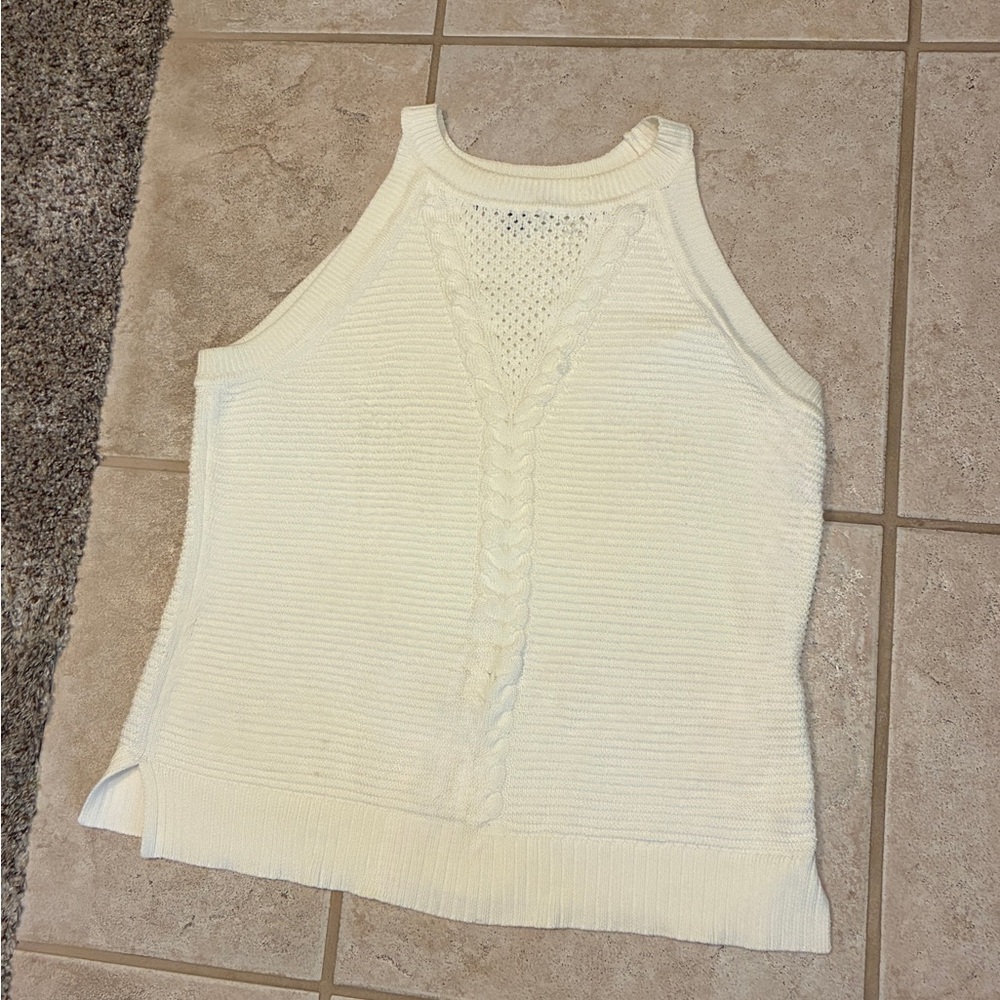 Tommy Hilfiger Women's Cream Sleeveless Sweater